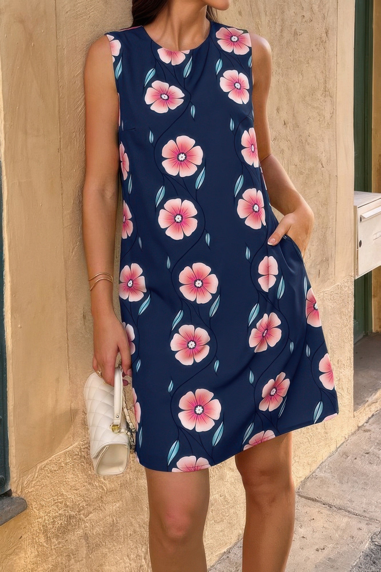 Round Neck Floral Print Sleeveless Loose Dress See size chart under “more details” The Fashion Celestial