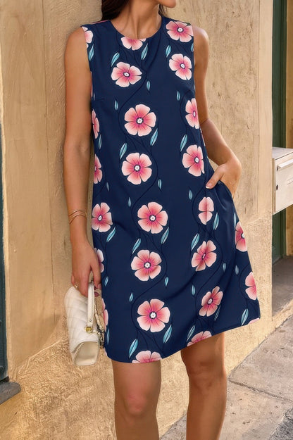 Round Neck Floral Print Sleeveless Loose Dress See size chart under “more details” The Fashion Celestial