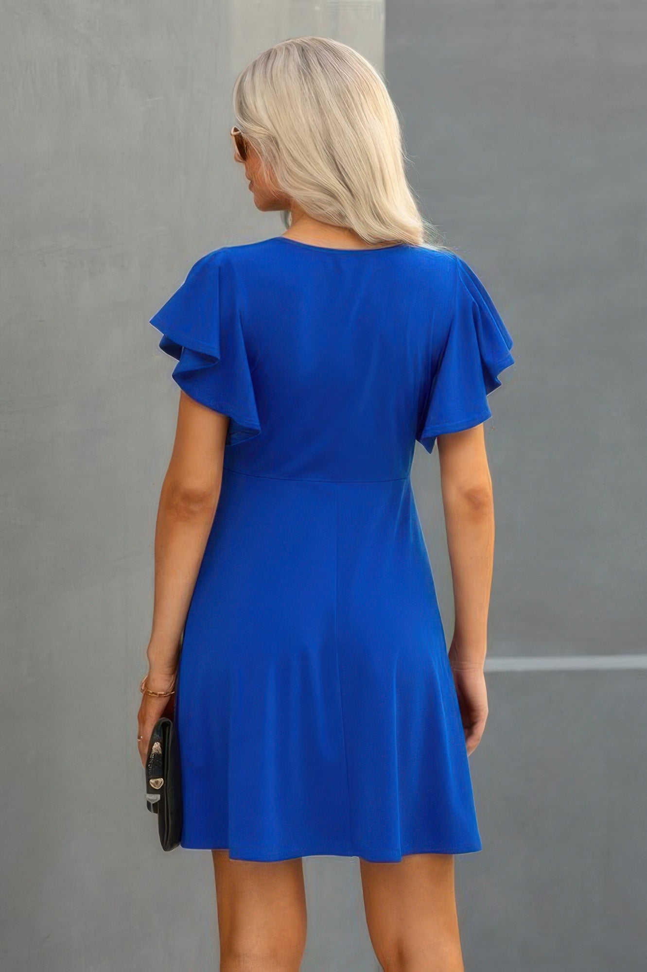 Crew Neck Ruffled Short Sleeve Solid Dress See size chart under “more details” The Fashion Celestial