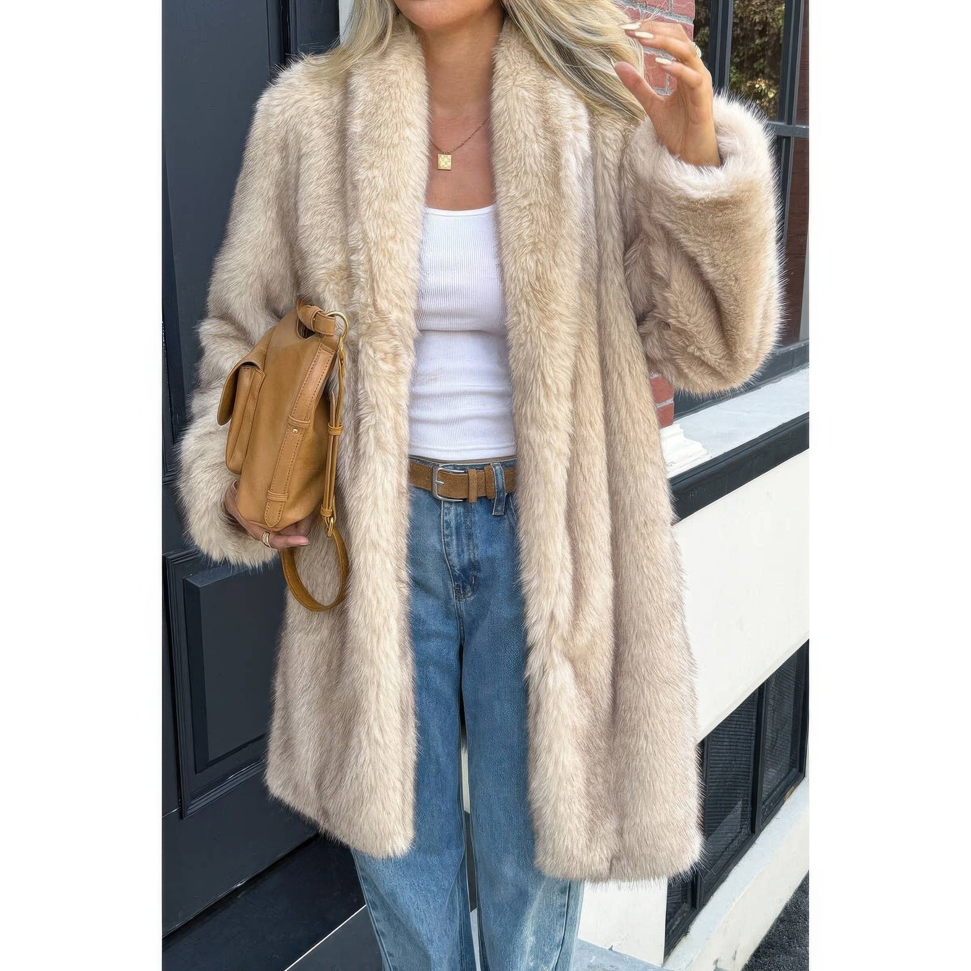 Solid Fluffy Faux Fur Shaggy Long Body Outwear See size chart under “more details” The Fashion Celestial