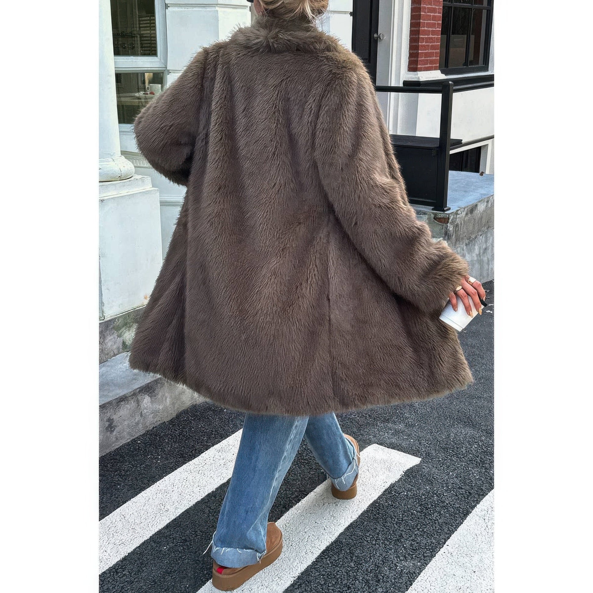 Solid Fluffy Faux Fur Shaggy Long Body Outwear See size chart under “more details” The Fashion Celestial
