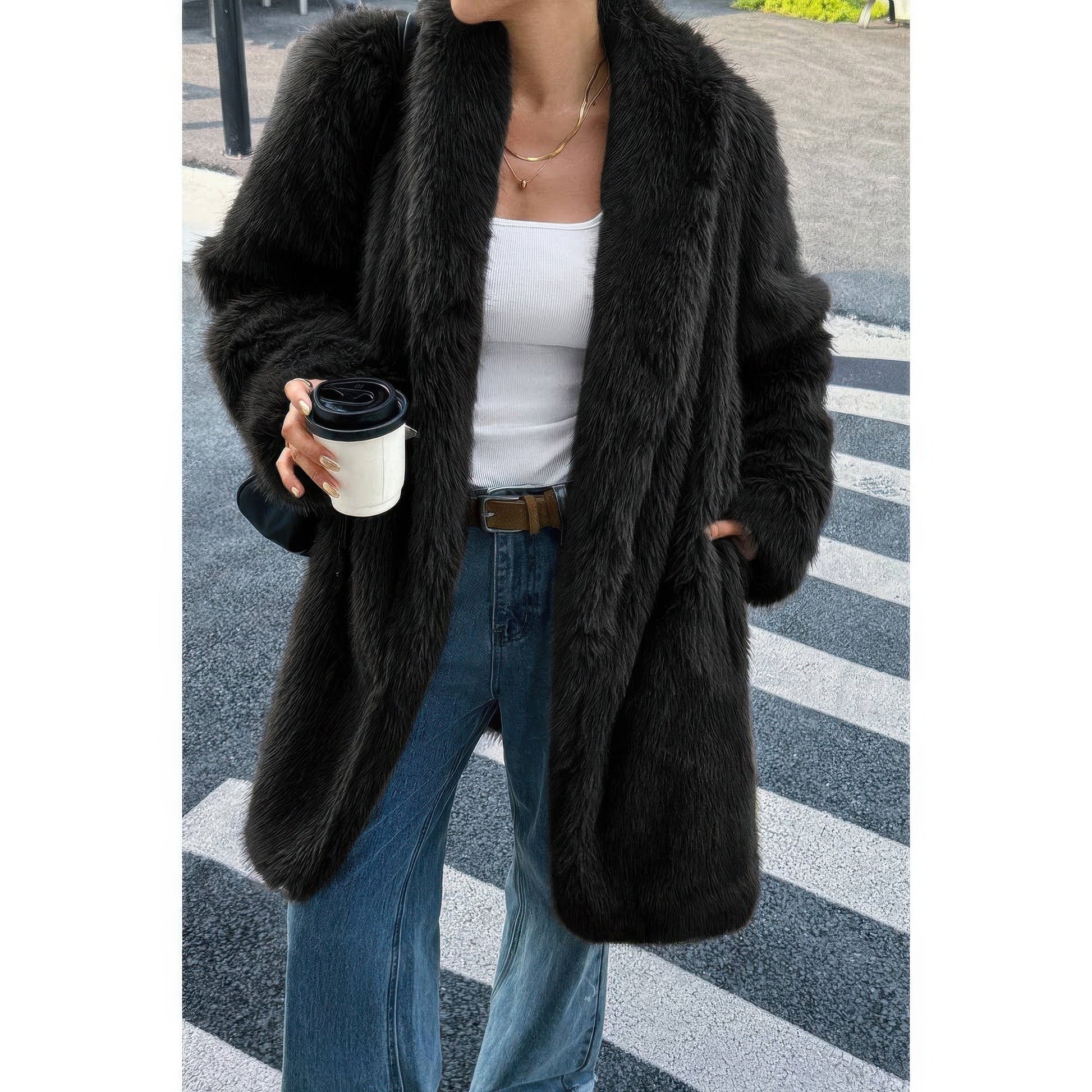 Solid Fluffy Faux Fur Shaggy Long Body Outwear See size chart under “more details” The Fashion Celestial