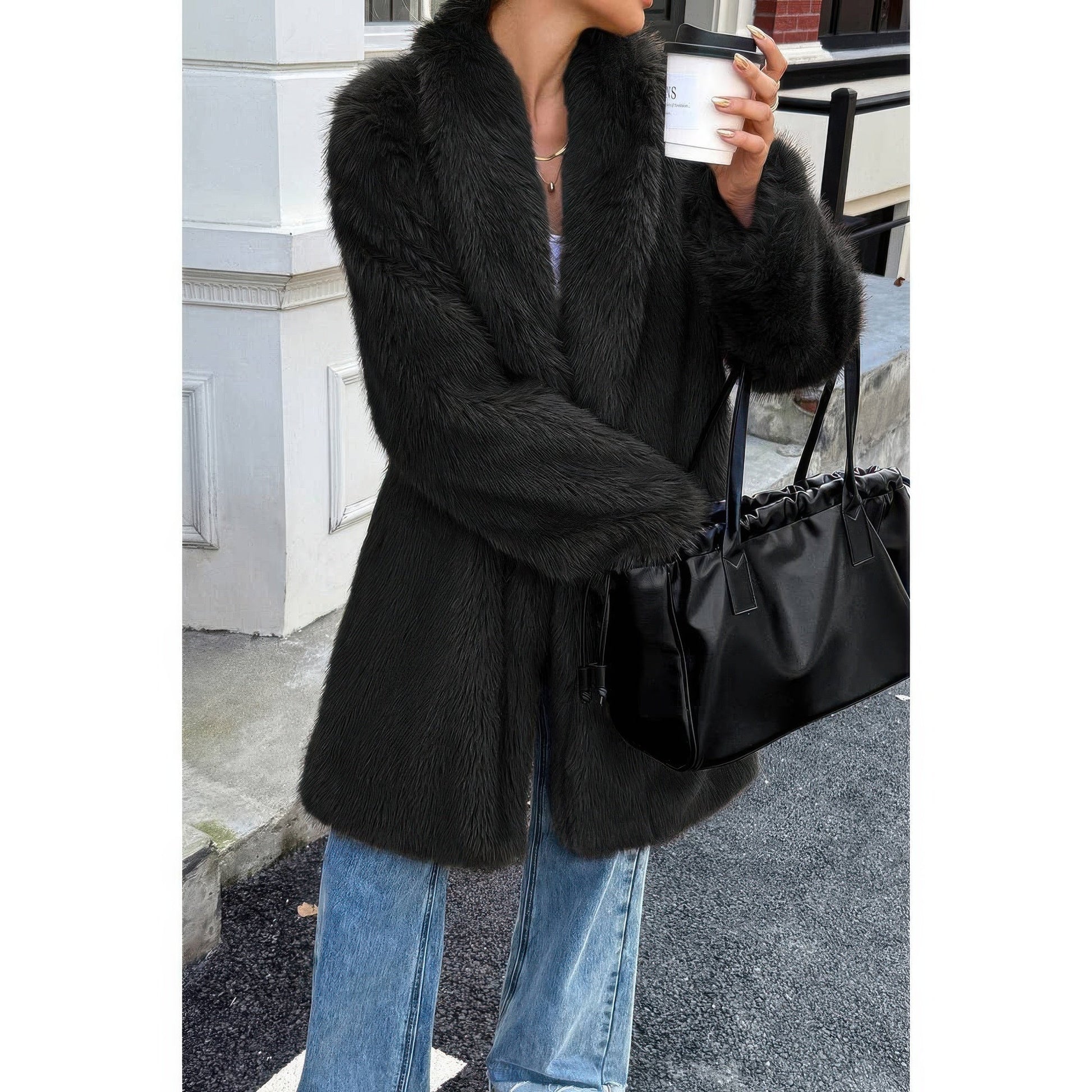 Solid Fluffy Faux Fur Shaggy Long Body Outwear See size chart under “more details” The Fashion Celestial