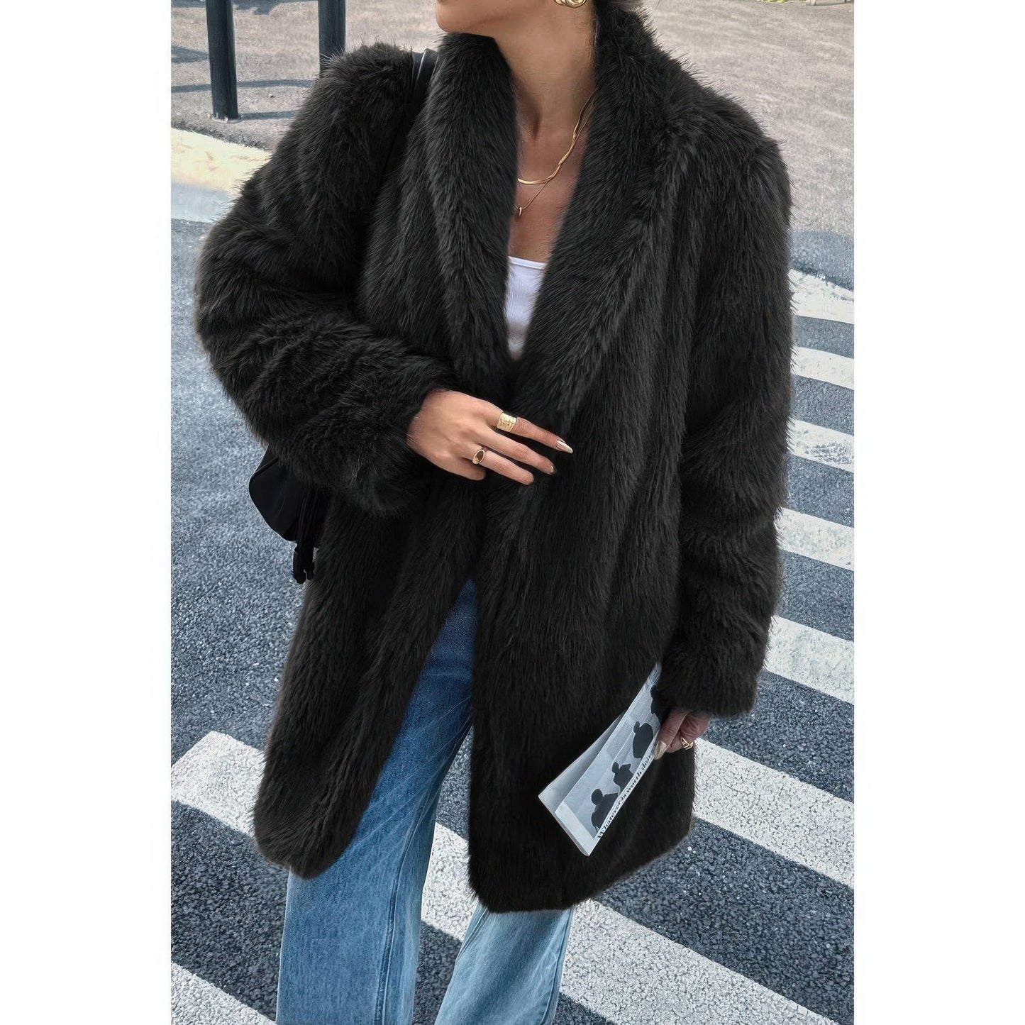 Solid Fluffy Faux Fur Shaggy Long Body Outwear See size chart under “more details” The Fashion Celestial