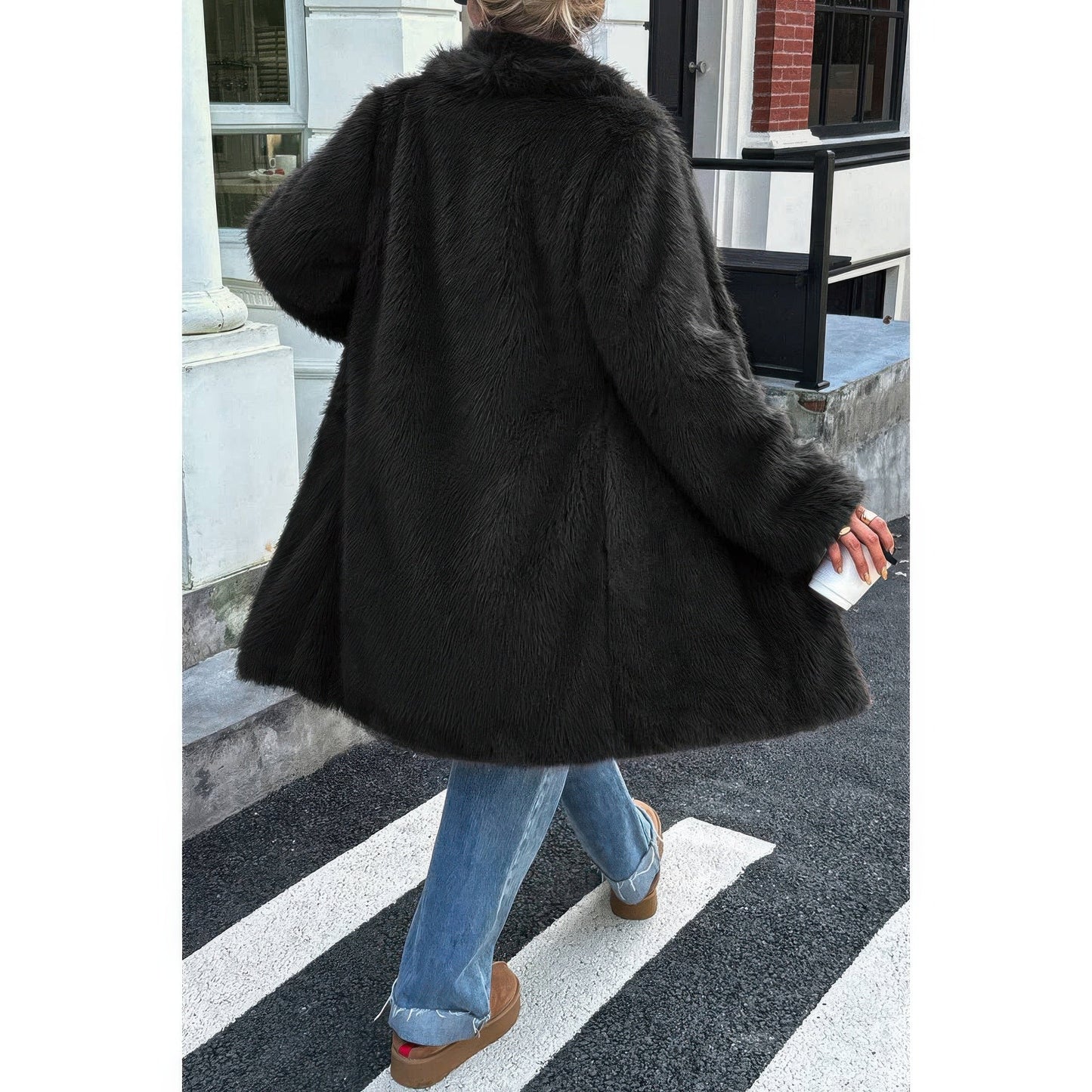 Solid Fluffy Faux Fur Shaggy Long Body Outwear See size chart under “more details” The Fashion Celestial