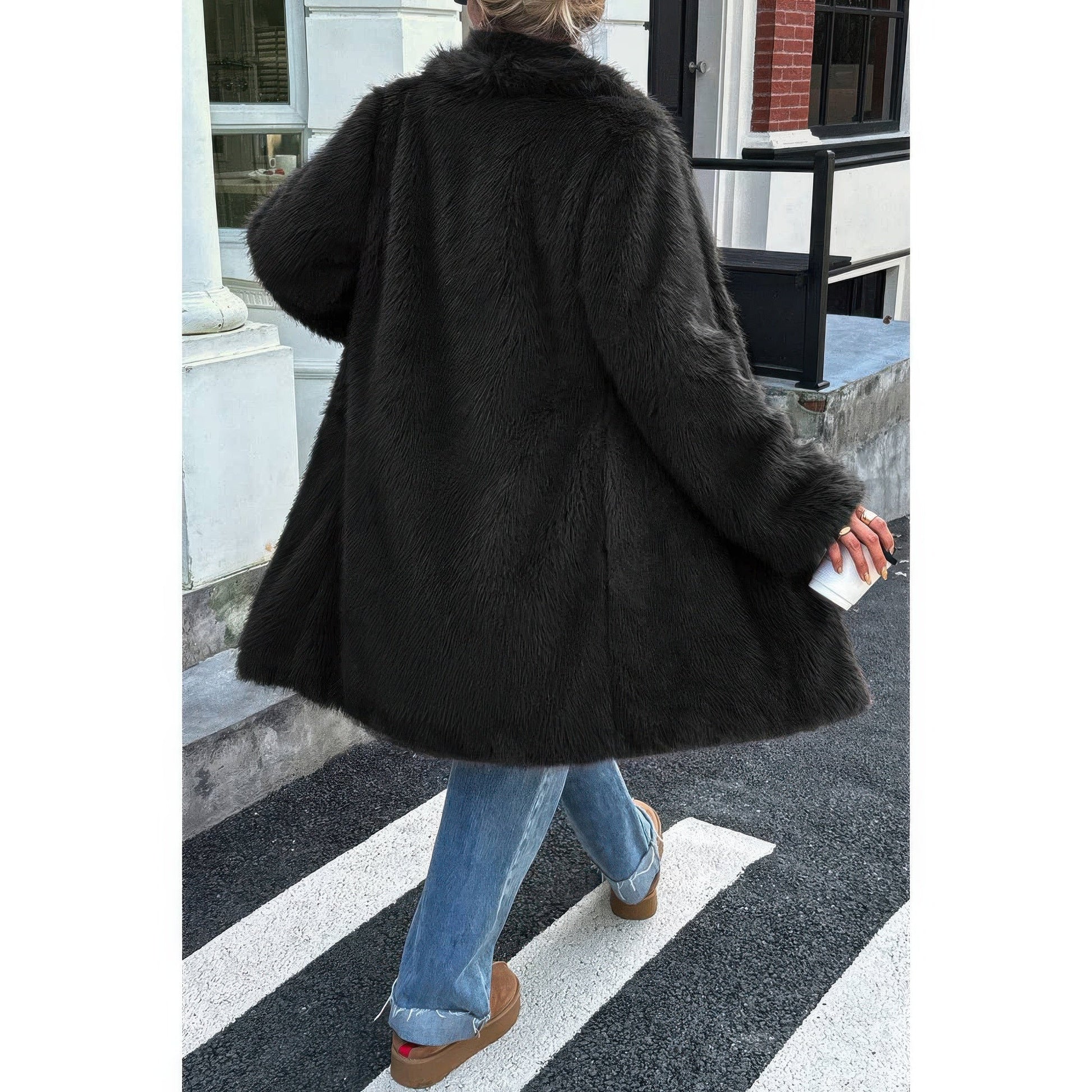 Solid Fluffy Faux Fur Shaggy Long Body Outwear See size chart under “more details” The Fashion Celestial