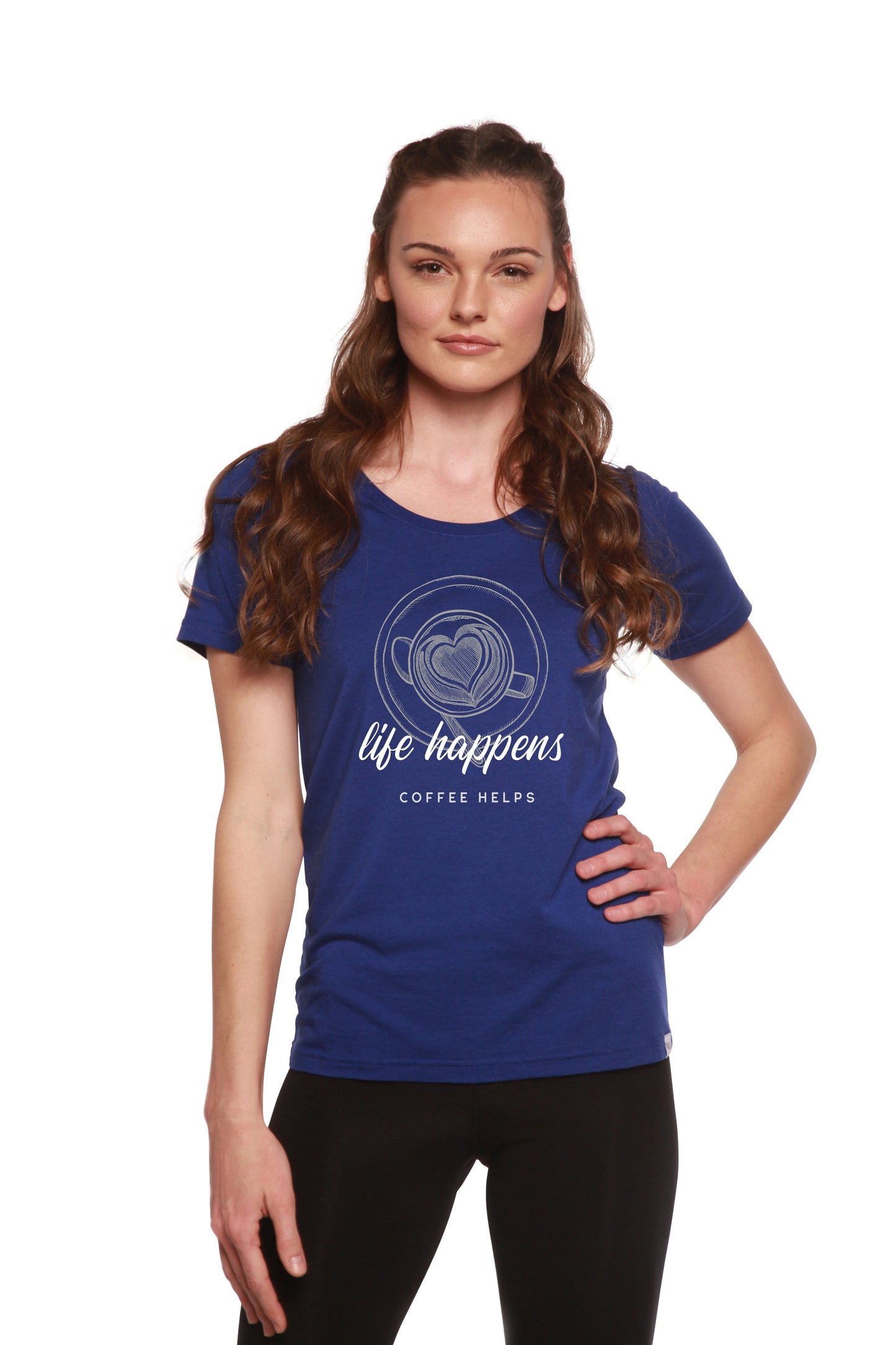 Life Happens Printed Women's Bamboo/Cotton Short Sleeve Scoop Neck T-Shirt Spun Bamboo