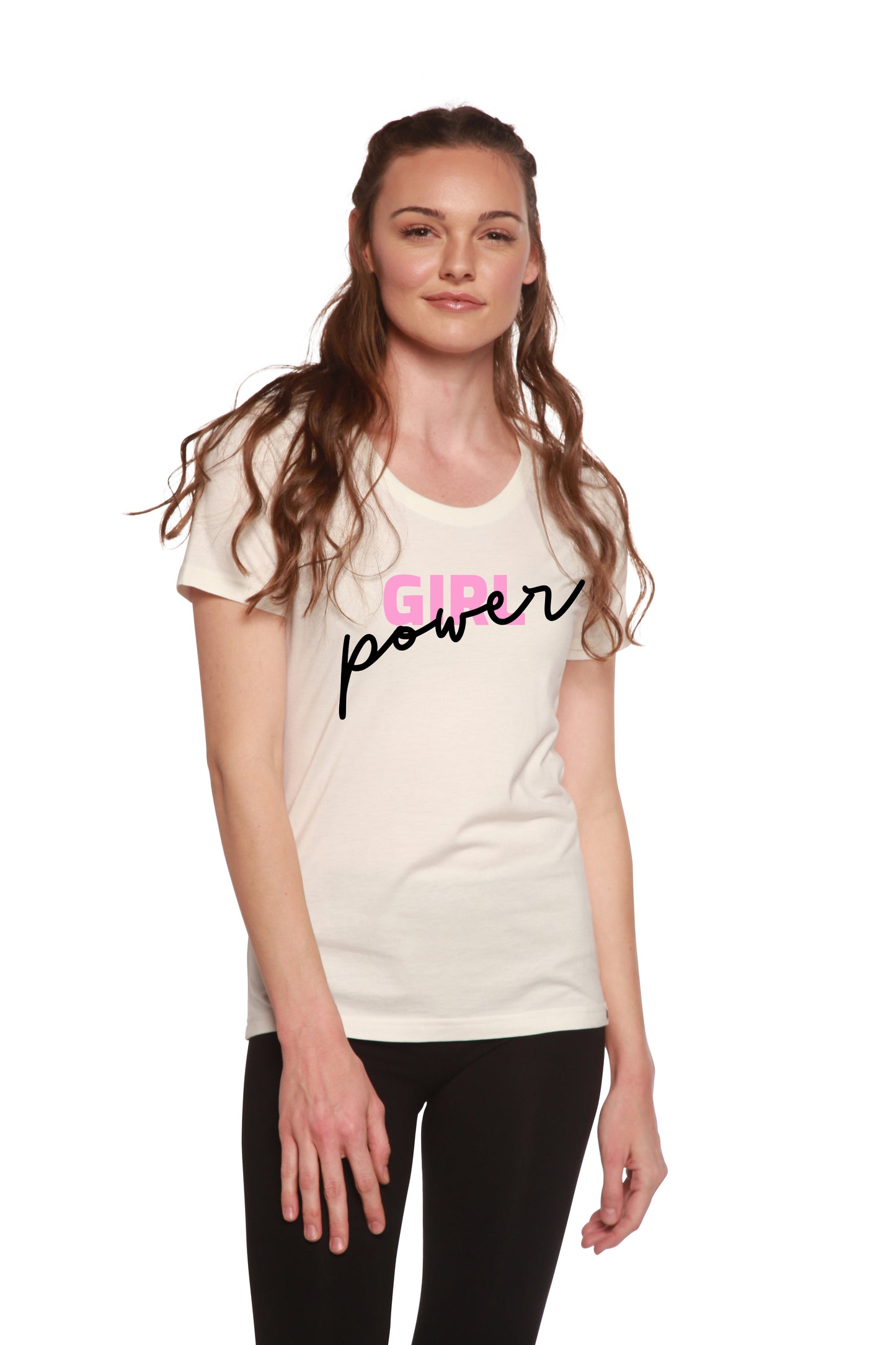 Girl Power Printed Women's Bamboo/Cotton Short Sleeve Scoop Neck T-Shirt Spun Bamboo