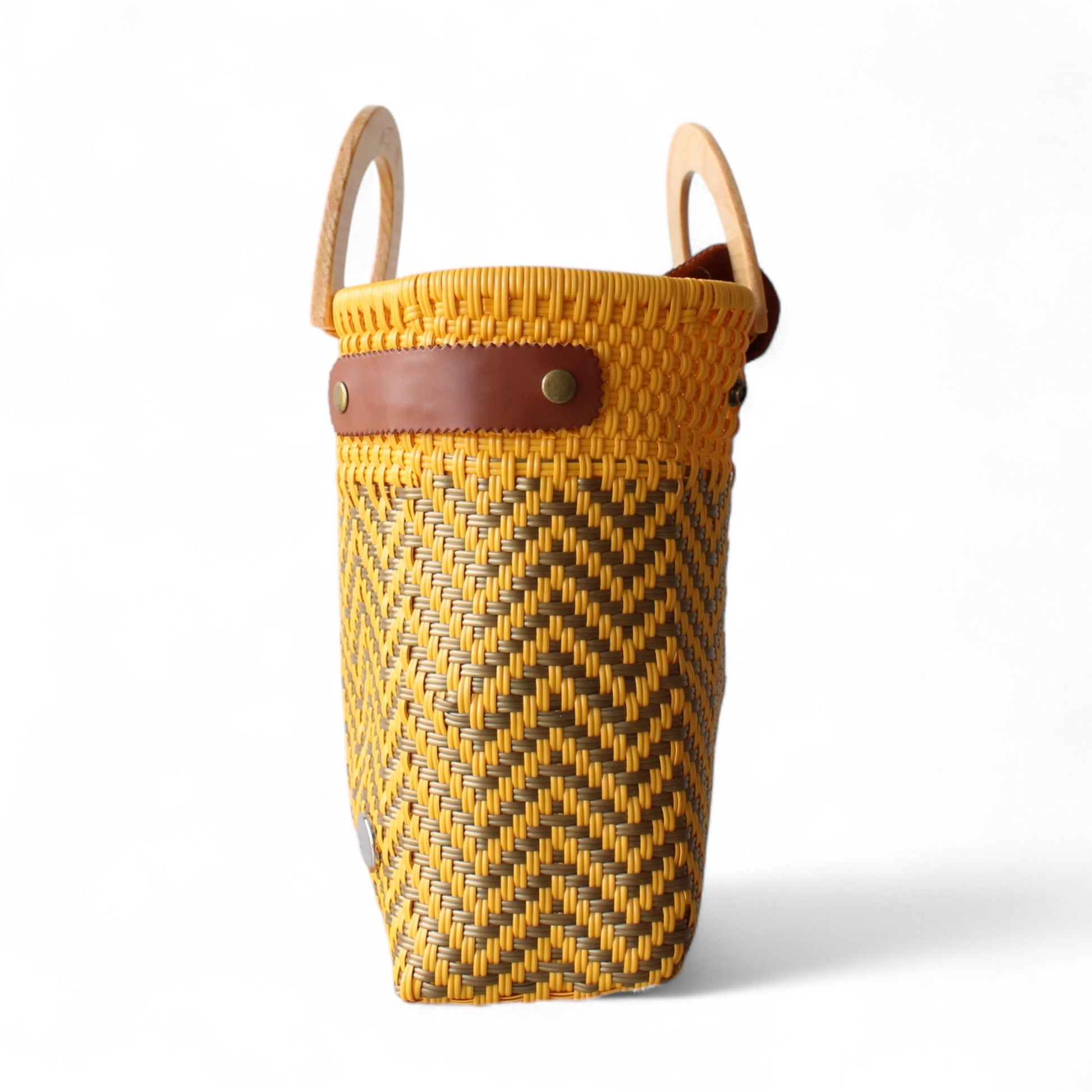 Yellow & Gold Chevron Mexican Tote Wood Handles MexiMexi