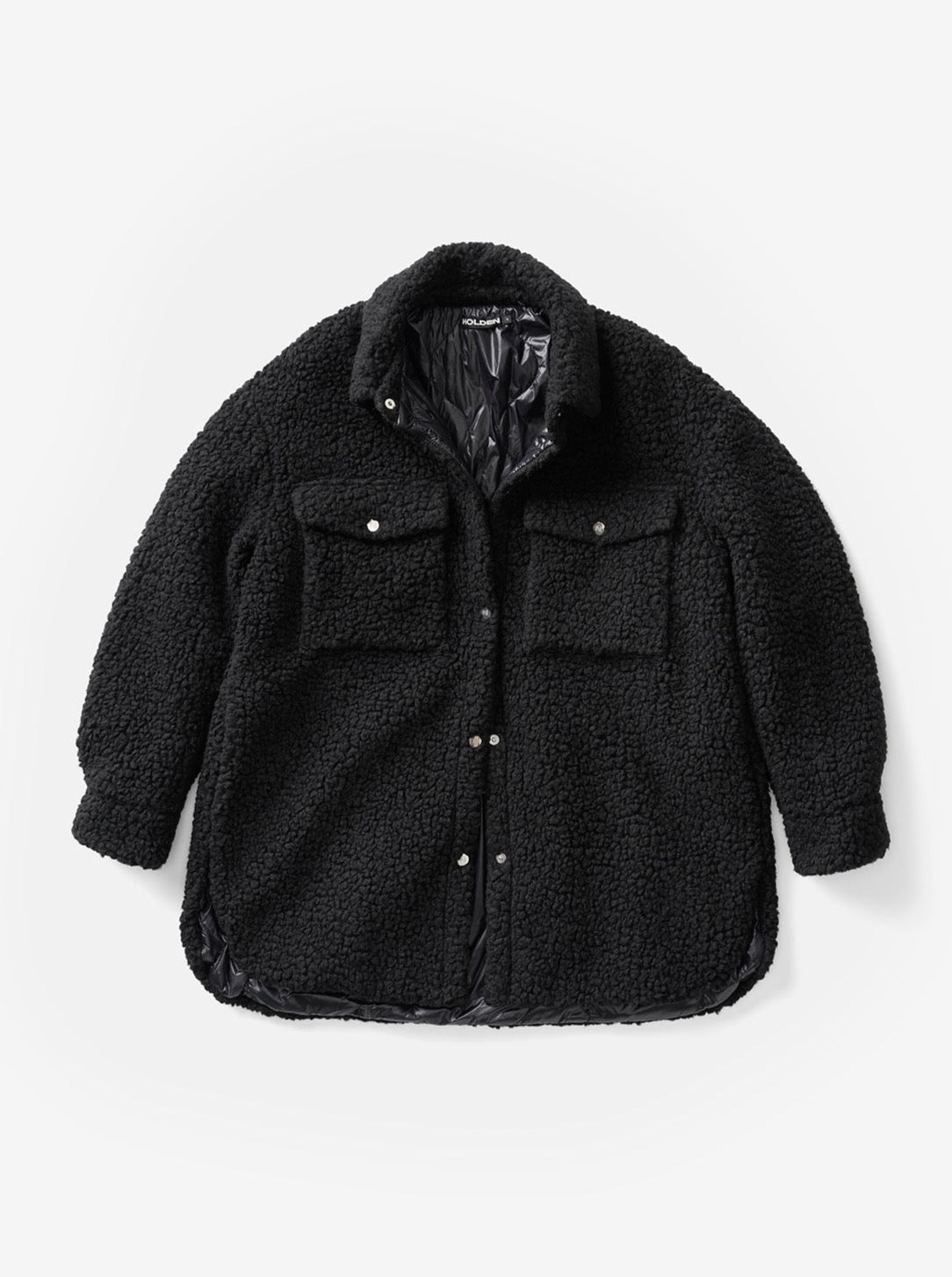 Padded Wool Sherpa Shirt Jacket - Black Holden Outerwear