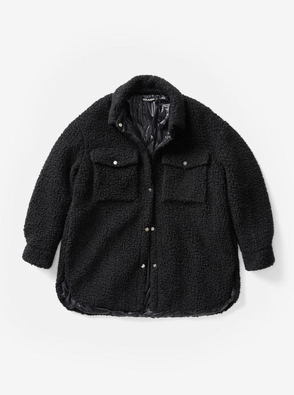 Padded Wool Sherpa Shirt Jacket - Black Holden Outerwear