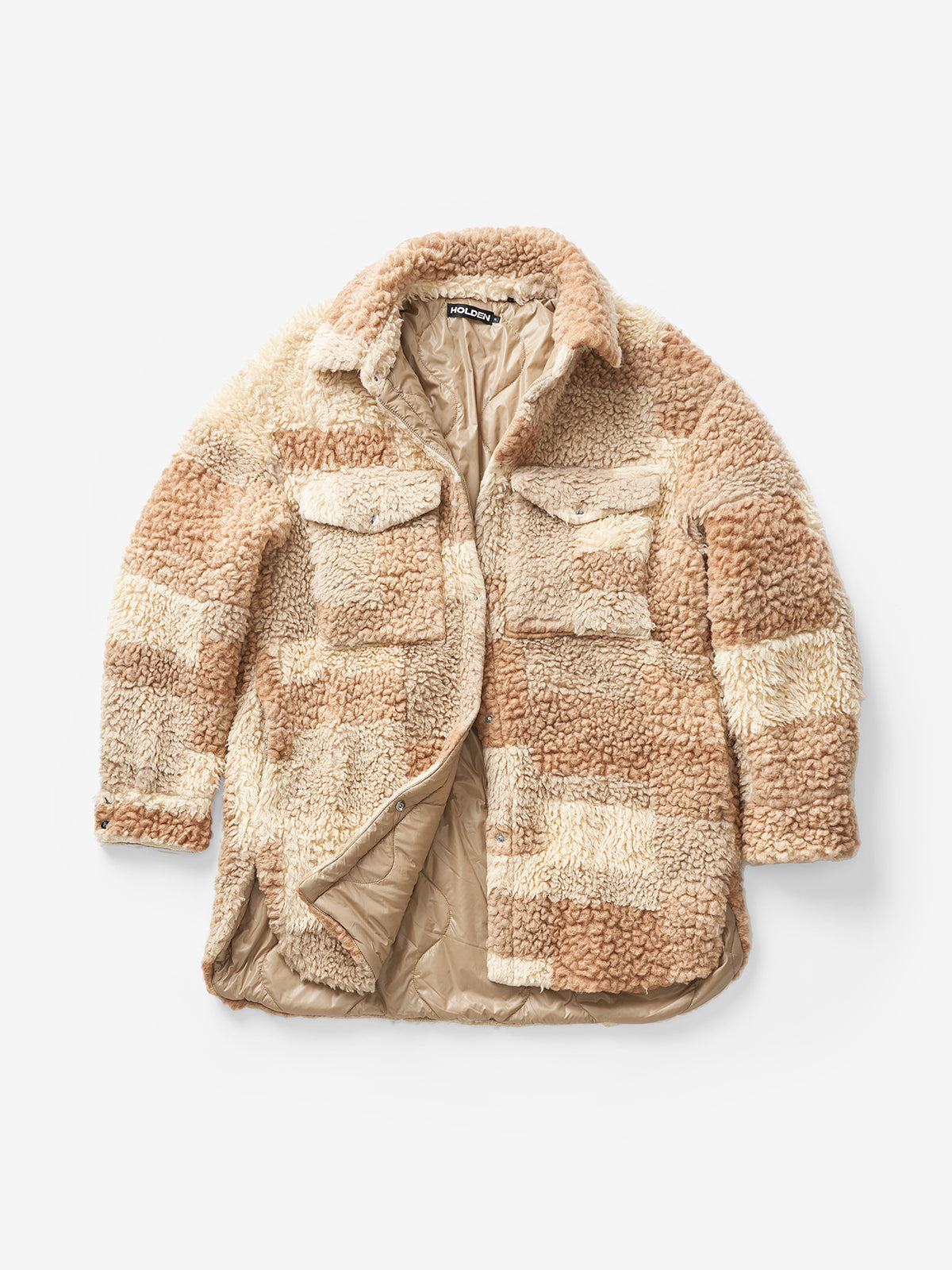 Padded Wool Sherpa Shirt Jacket - Natural Mix Holden Outerwear