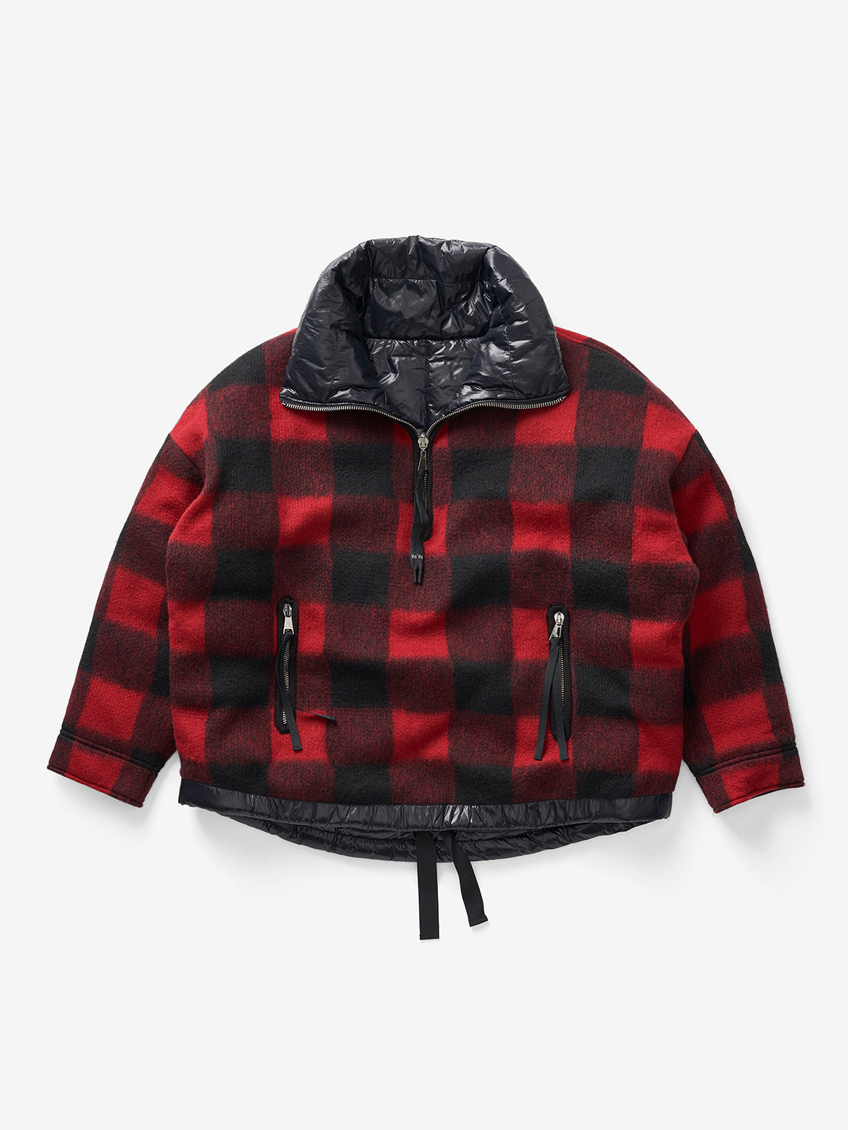 Reversible Wool Half Zip Puffer - Black Plaid Holden Outerwear
