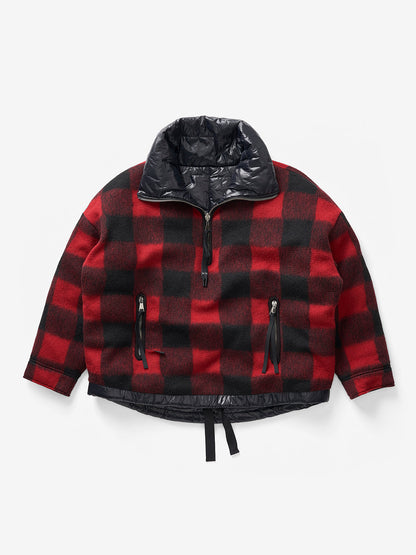 Reversible Wool Half Zip Puffer - Black Plaid Holden Outerwear