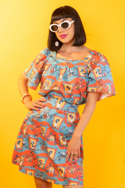 Brownstone Betties A-Line Skirt in Red and Blue Blue Platypus Clothing