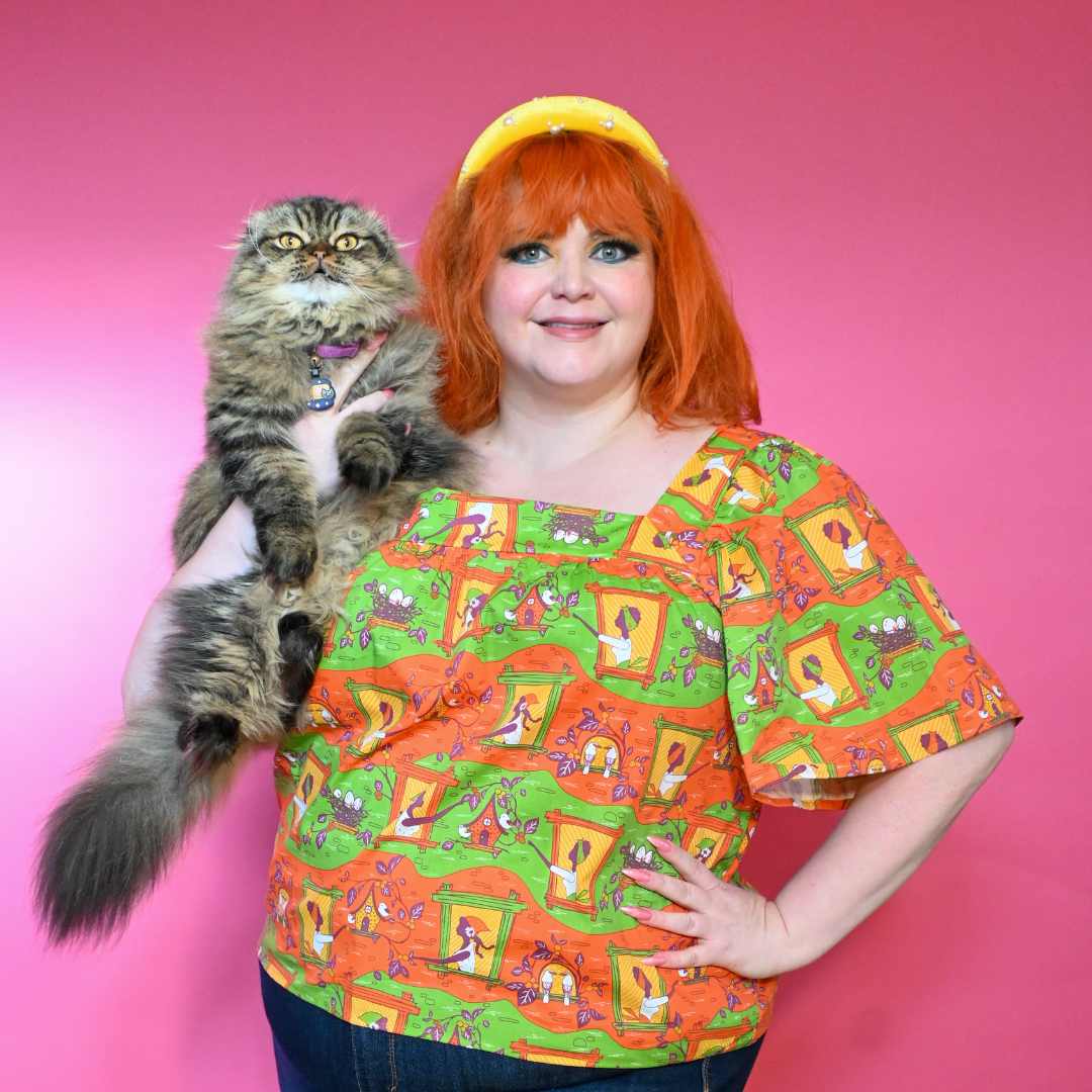 Brownstone Betties Square Neck Peasant Top in Pumpkin & Olive Blue Platypus Clothing