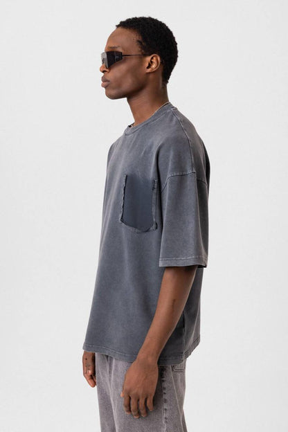 Washed Effect Tee - Vintage Style Soft Cotton T-Shirt - Casual Retro Top Withinblack