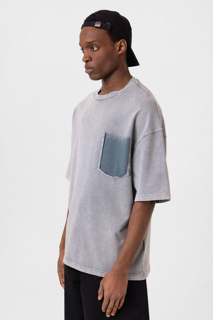 Washed Effect Tee - Vintage Style Soft Cotton T-Shirt - Casual Retro Top Withinblack