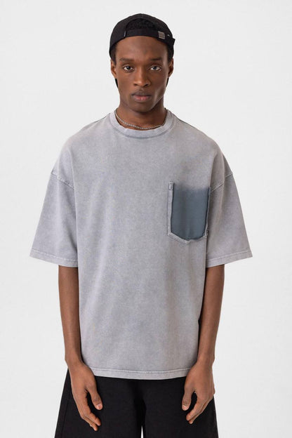 Washed Effect Tee - Vintage Style Soft Cotton T-Shirt - Casual Retro Top Withinblack