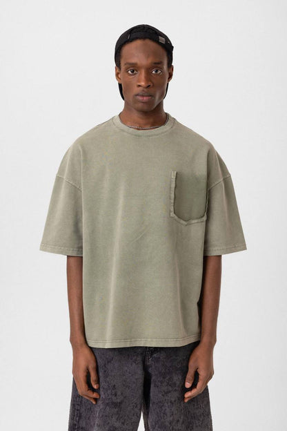 Washed Effect Tee - Vintage Style Soft Cotton T-Shirt - Casual Retro Top Withinblack