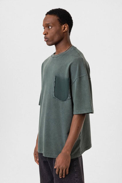 Washed Effect Tee - Vintage Style Soft Cotton T-Shirt - Casual Retro Top Withinblack
