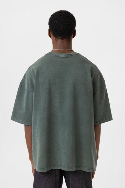 Washed Effect Tee - Vintage Style Soft Cotton T-Shirt - Casual Retro Top Withinblack