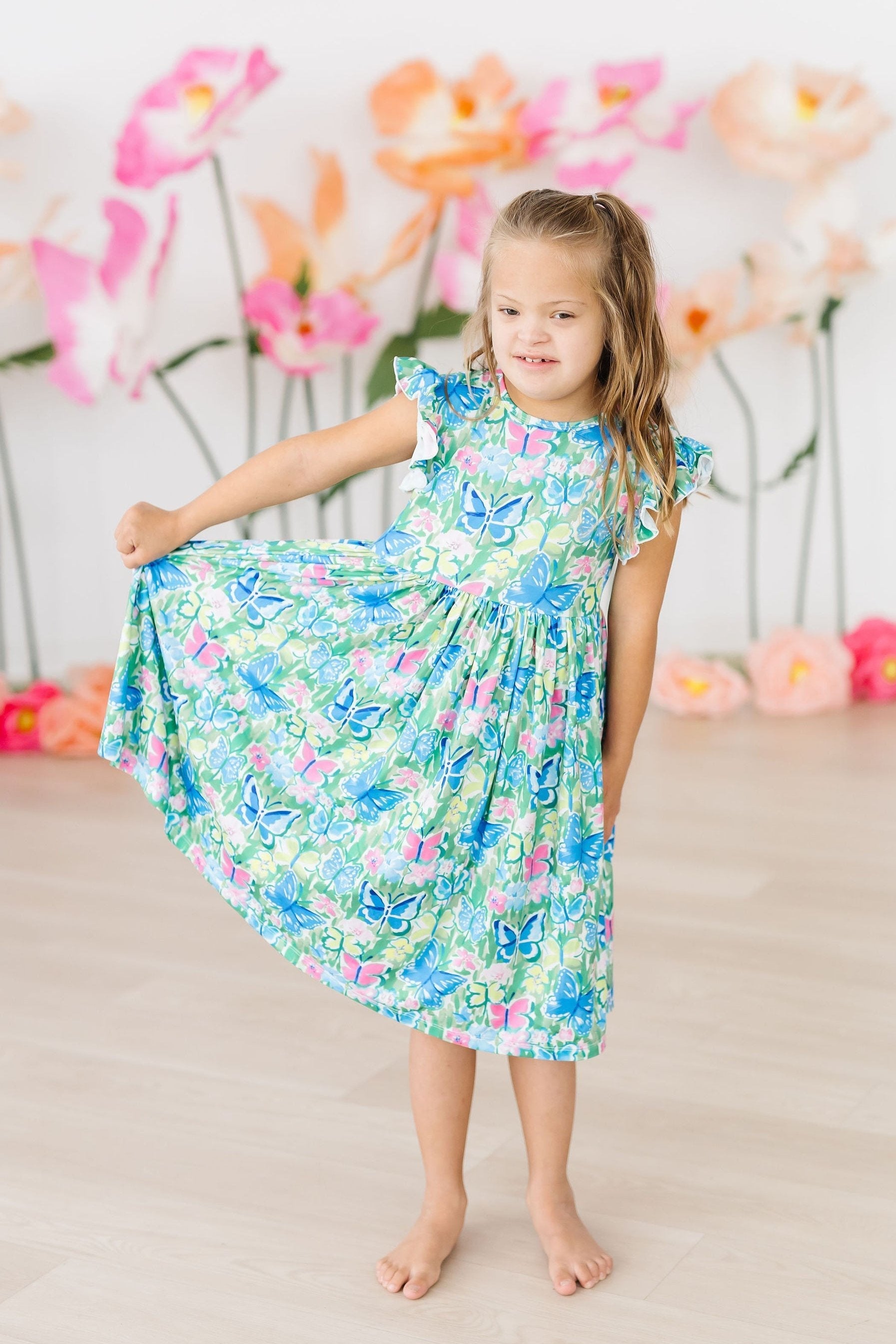 Watercolor Butterflies Flutter Sleeve Twirl Dress Mila & Rose ®