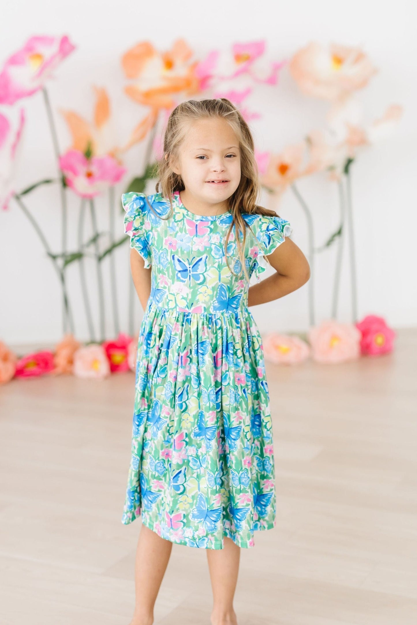 Watercolor Butterflies Flutter Sleeve Twirl Dress Mila & Rose ®