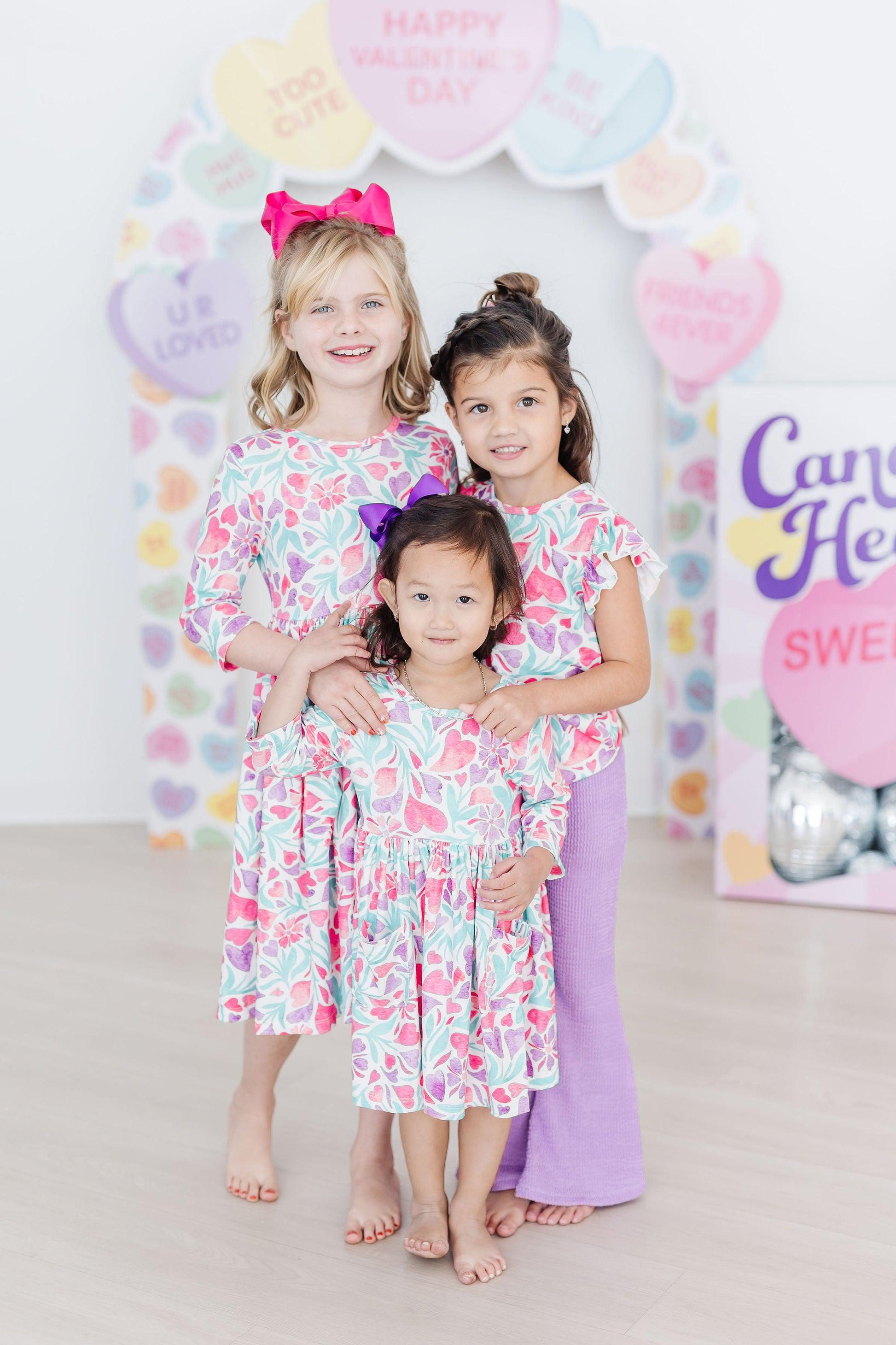 Watercolor Hearts 3/4 Sleeve Pocket Twirl Dress Mila & Rose ®
