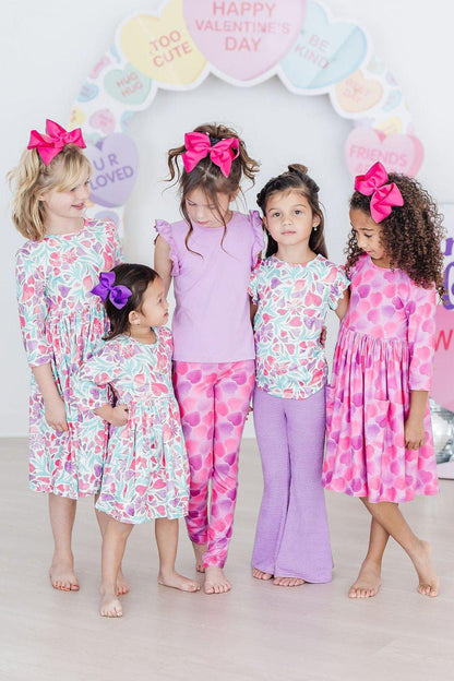Watercolor Hearts 3/4 Sleeve Pocket Twirl Dress Mila & Rose ®
