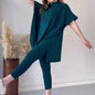 Fall Plus Size Knit Batwing Top & Bottom Set
