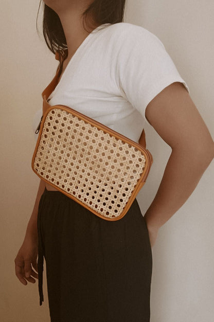 Vera Leather and Cane Belt Bag Village Thrive
