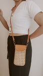 Nia Leather and Rattan Phone Sling Village Thrive