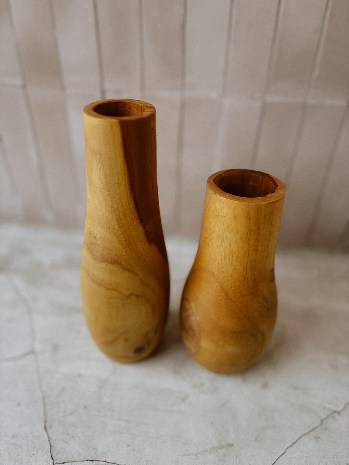 Teak Wavy Vases Village Thrive