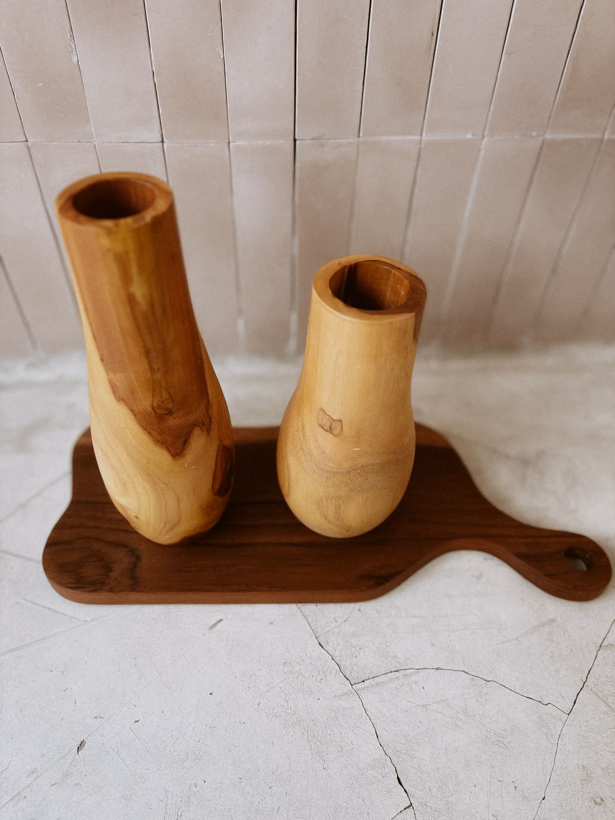 Teak Wavy Vases Village Thrive