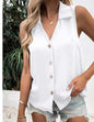 Women's Solid-Color Sleeveless Loose Vest Top – Button Detail FitiqueFit