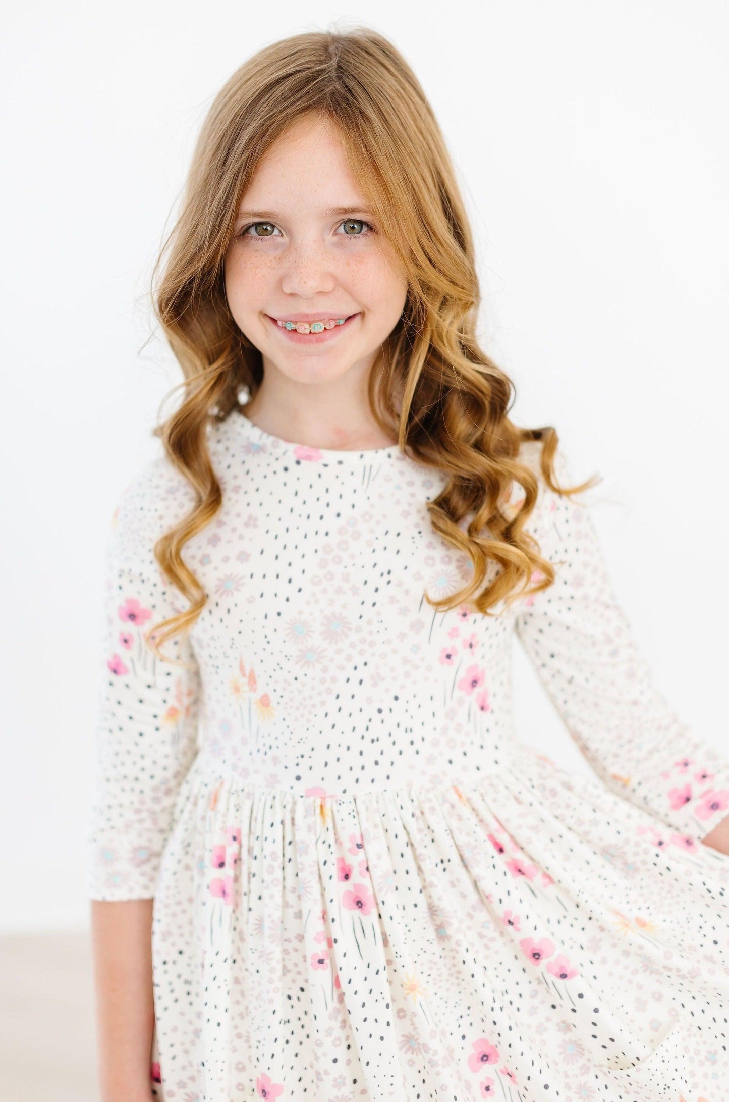 SALE Whimsical Wildflowers 3/4 Sleeve Pocket Twirl Dress Mila & Rose ®