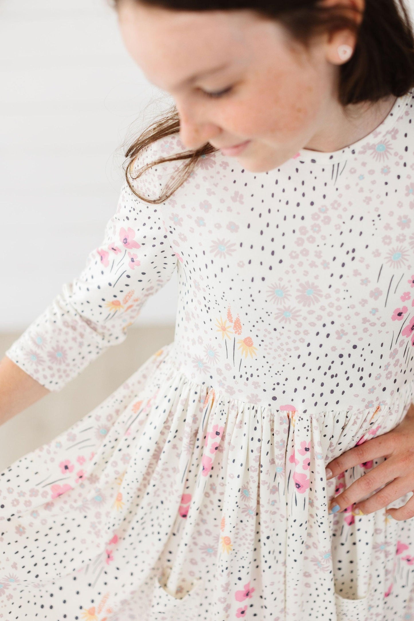 SALE Whimsical Wildflowers 3/4 Sleeve Pocket Twirl Dress Mila & Rose ®