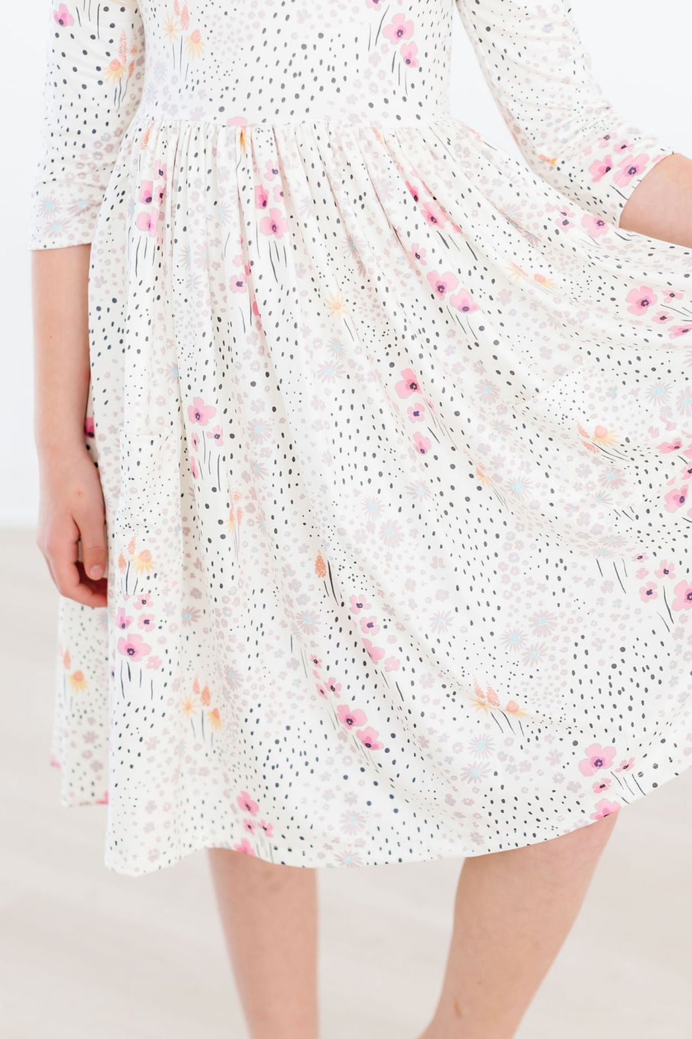 SALE Whimsical Wildflowers 3/4 Sleeve Pocket Twirl Dress Mila & Rose ®