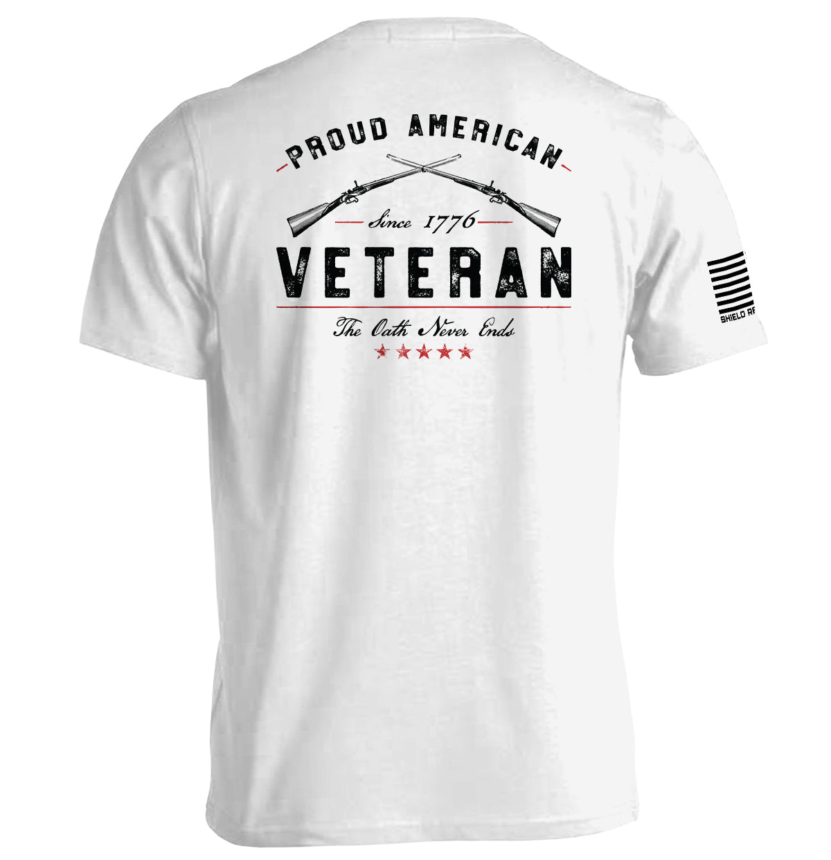 Proud American Veteran The Oath Never Ends Shield Republic