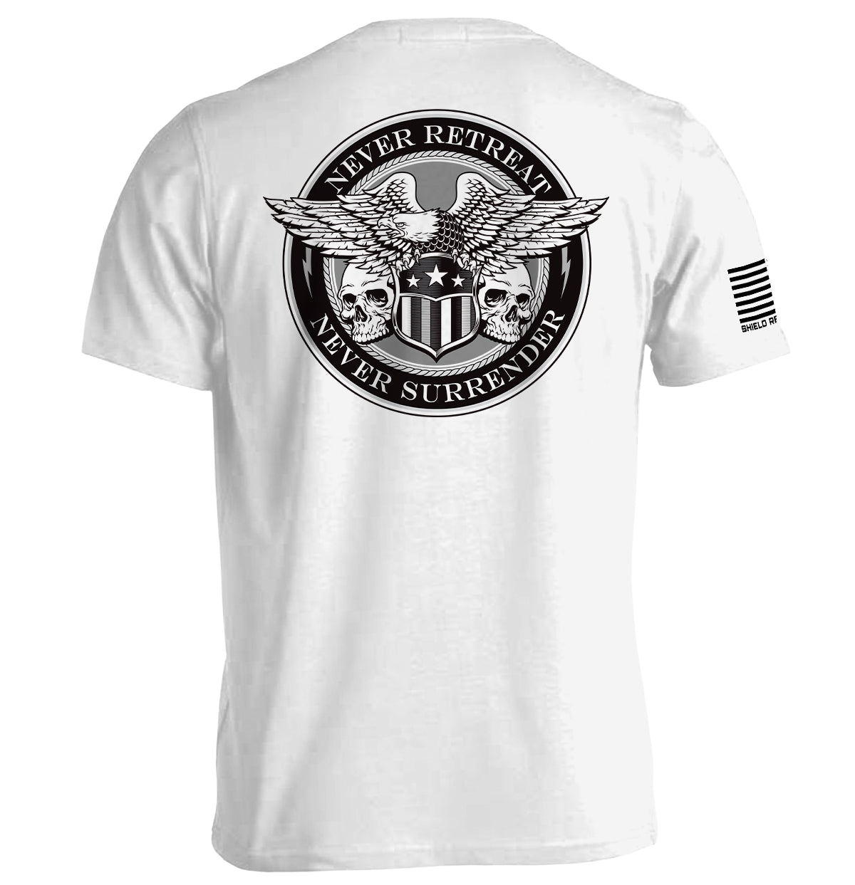 Never Retreat Never Surrender Skulls Shield Republic