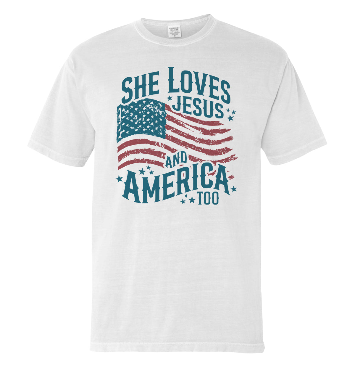 She Loves Jesus And America Too (Front) Shield Republic