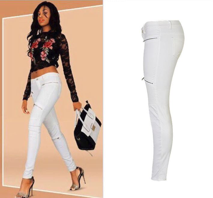 "Lola" White Faux Leather Zippered Knee Pencil Pants Country in My Heart