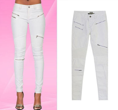 "Lola" White Faux Leather Zippered Knee Pencil Pants Country in My Heart