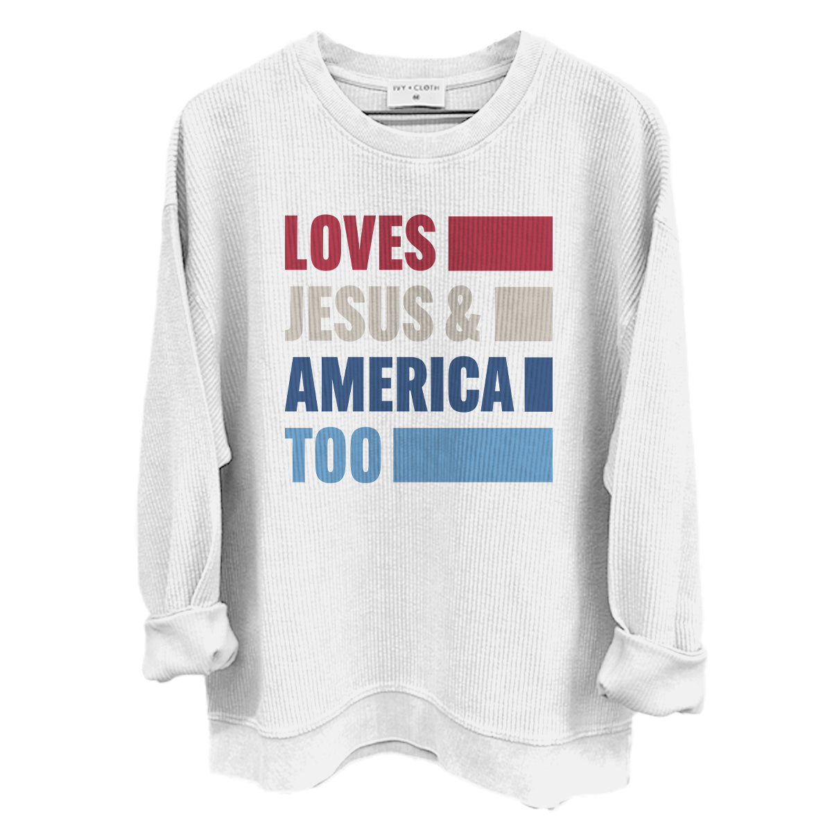Loves Jesus & America Too Bold (Front) Shield Republic