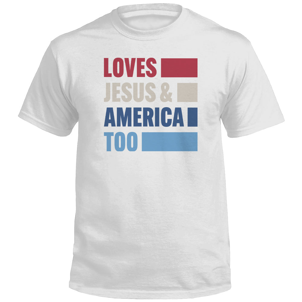 Loves Jesus & America Too Bold (Front) Shield Republic