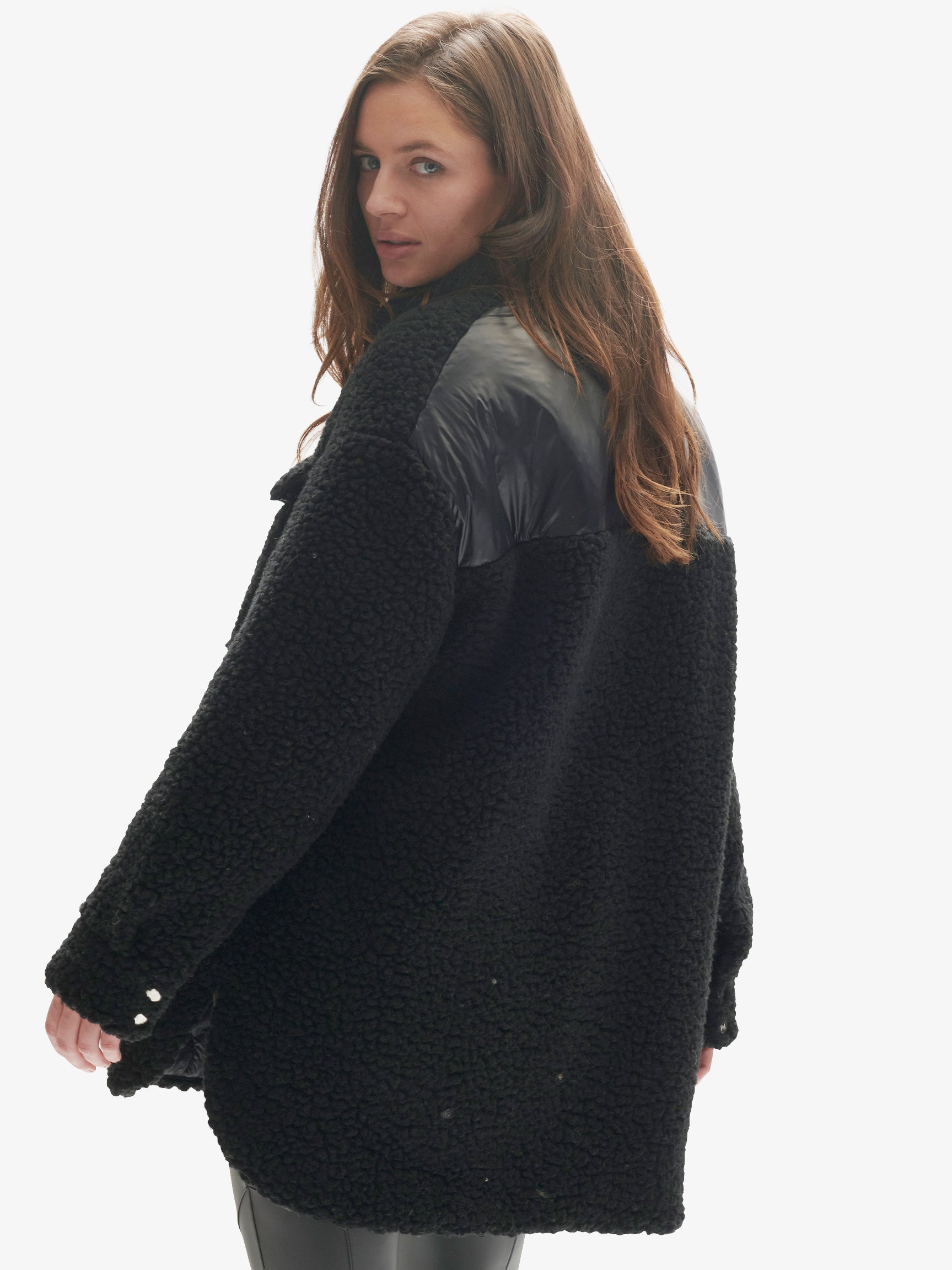 Padded Wool Sherpa Shirt Jacket - Black Holden Outerwear