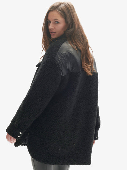 Padded Wool Sherpa Shirt Jacket - Black Holden Outerwear