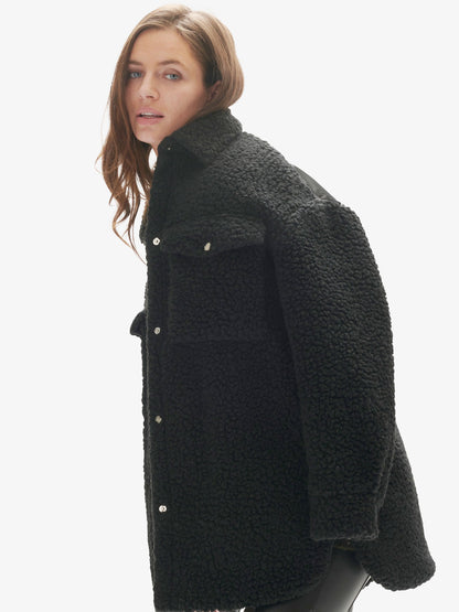 Padded Wool Sherpa Shirt Jacket - Black Holden Outerwear