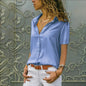 Women Solid White Blouse Tops Office Lady Work Chiffon Button